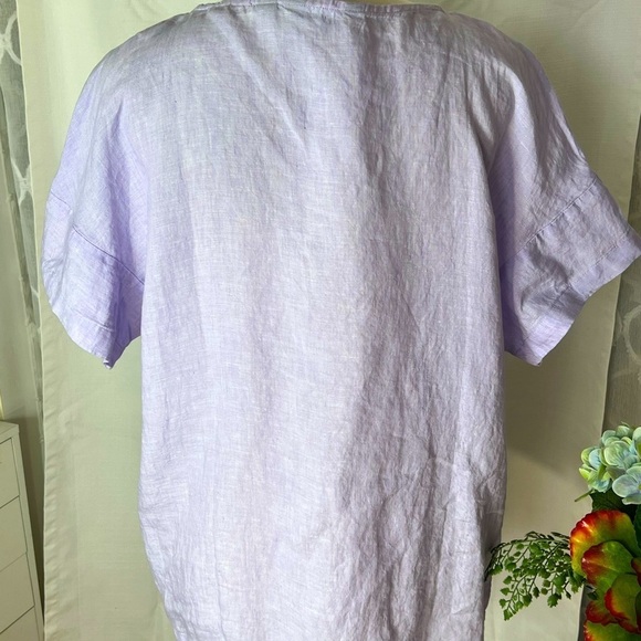 LANDS END 100% LINEN LILAC POPOVER TOP BOXY FIT SZ M 10-12 SPRING SUMMER BEACH - Picture 3 of 5
